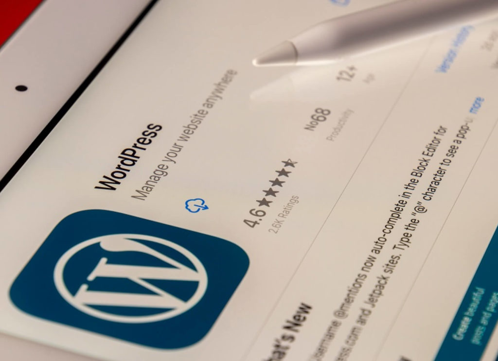 WordPress app in an iPad