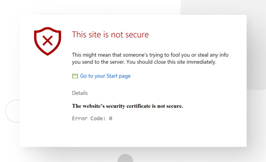 this site is not secure screen