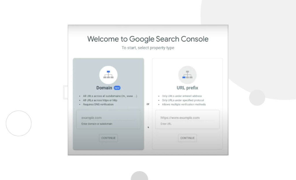 welcome to google search console screen