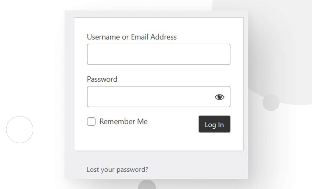 WordPress login page