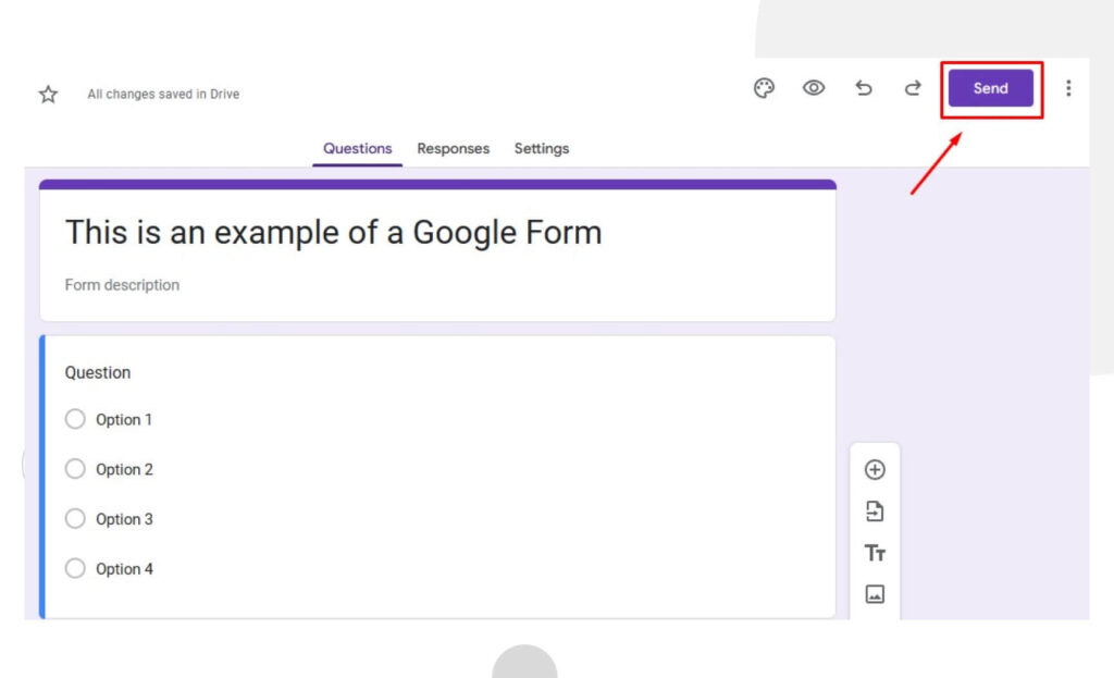 Screenshot of pressing "Send" on a Google Form