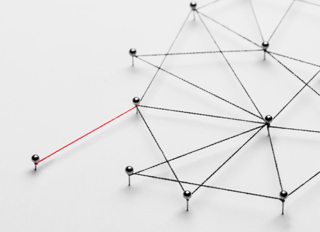 multiple connected dots simulating a network