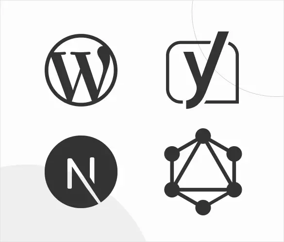 WordPress, Yoast SEO, Next.js, and GraphQL logos