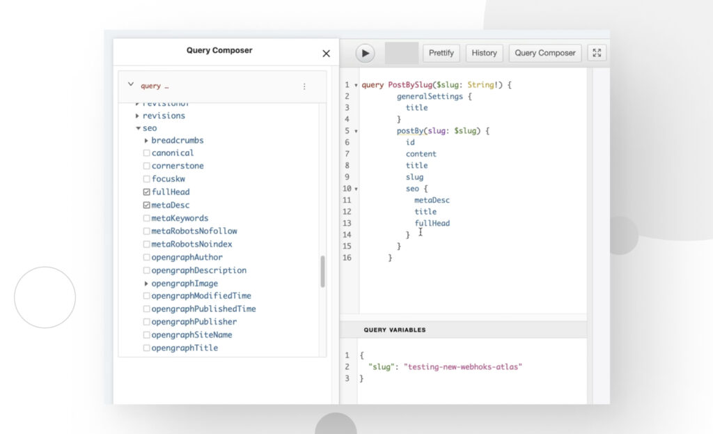 screenshot of GraphiQL IDE