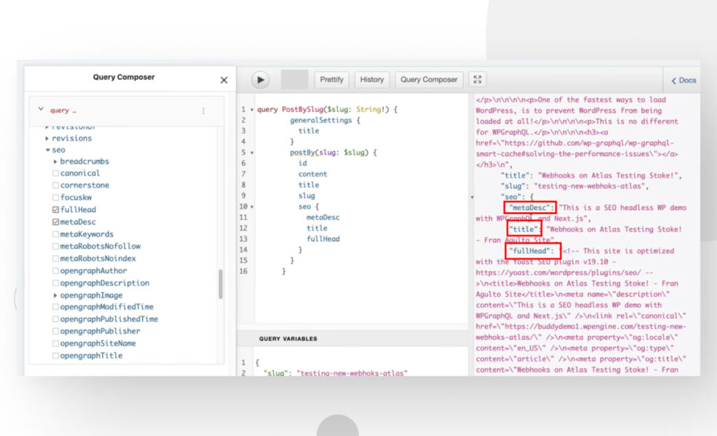 screenshot of GraphiQL IDE