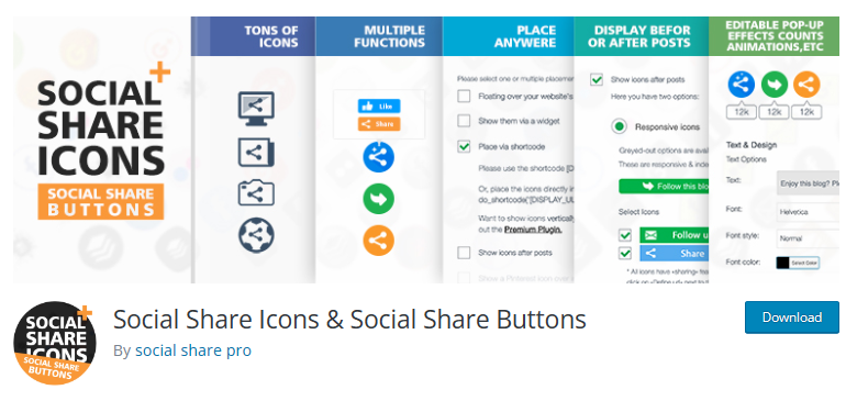 screenshot of Social Share Icons & Social Share Buttons in the WordPress plugin directory
