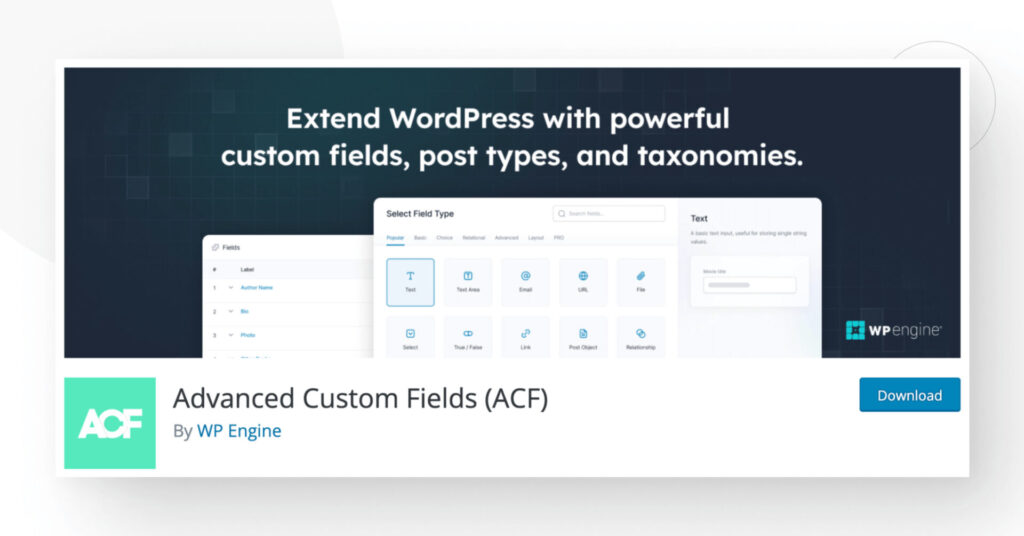 screenshot of "Advanced Custom Field (AFC)" in the WordPress plugin directory
