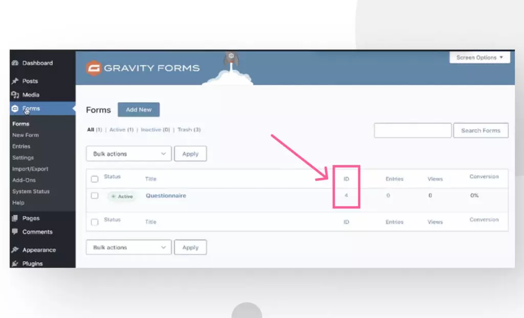 highlight of the "ID" field in Gravity Forms settings