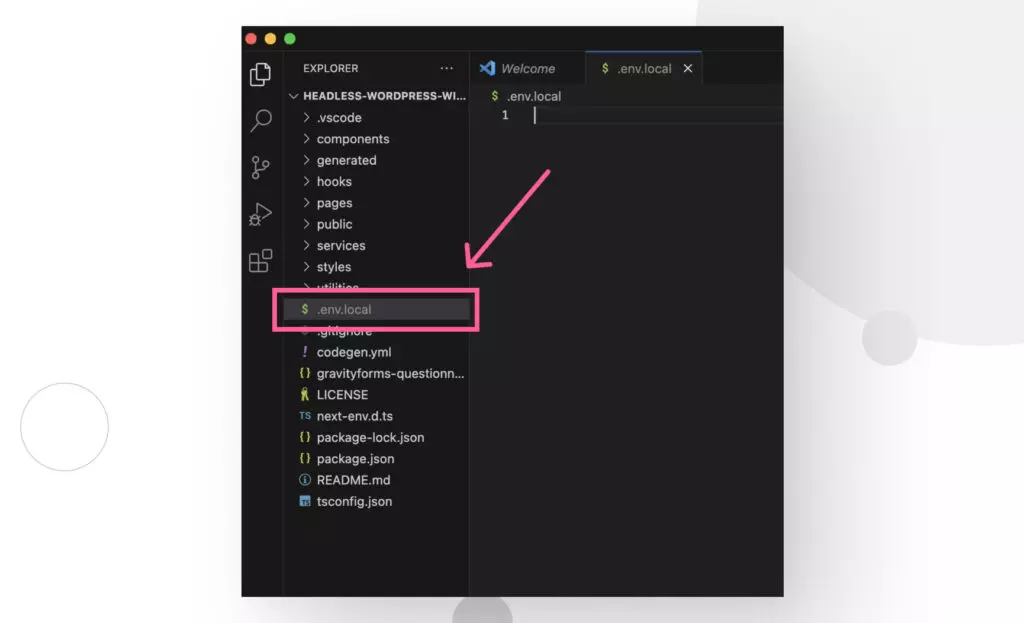 highlight of the ".env.local" file in Visual Studio Code