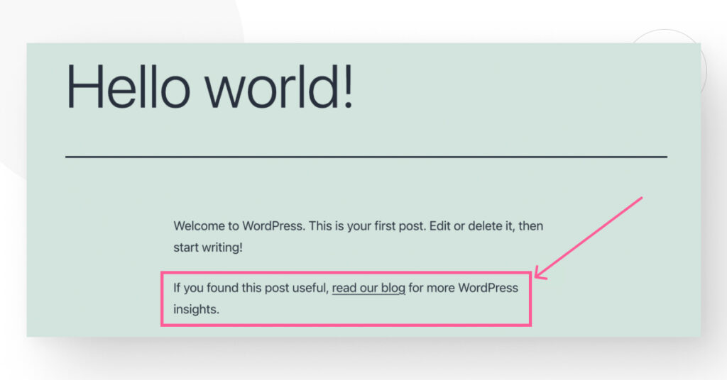 Screenshot of a message at the bottom of a blog post, displayed by a plugin