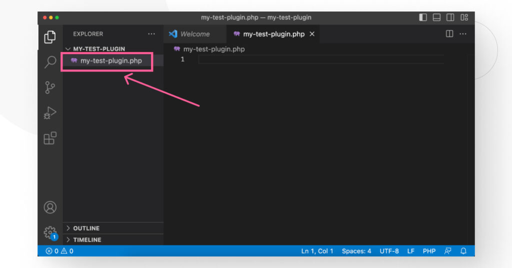 screenshot of plugin's PHP file in Visual Studio code