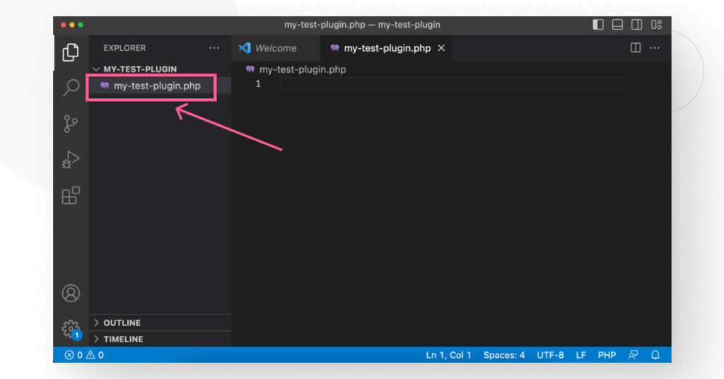 captura de pantalla del archivo PHP del plugin en Visual Studio Code