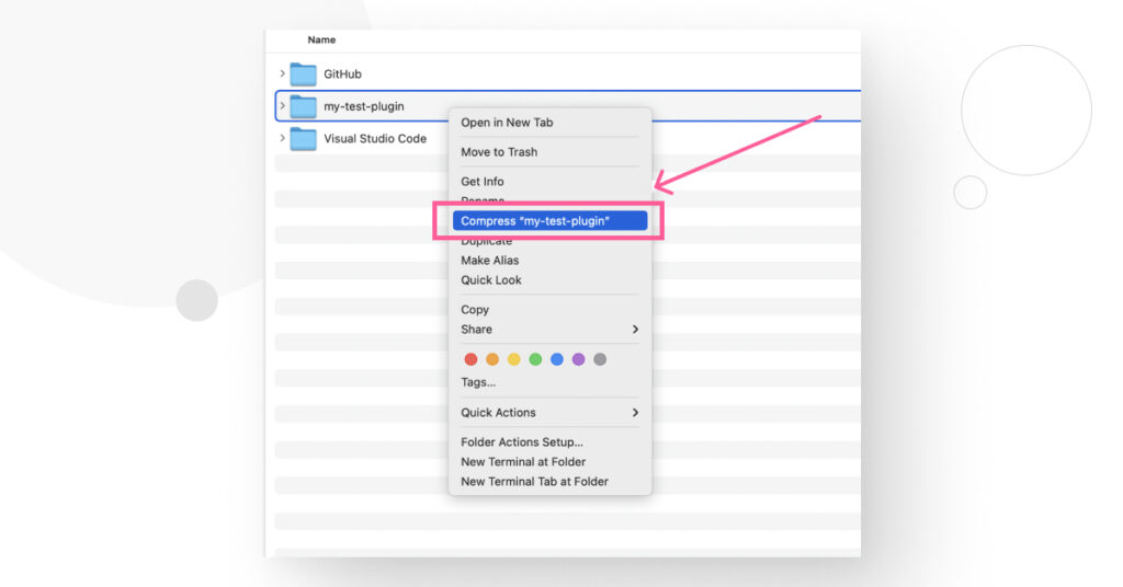 screenshot of "Compress" option in Mac's Finder