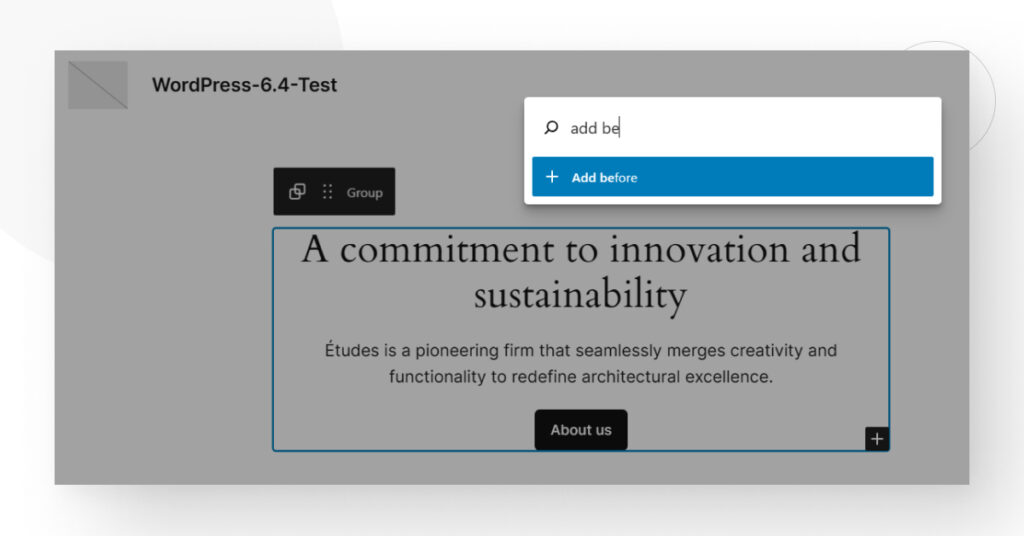 Add Before command in the Command Palette