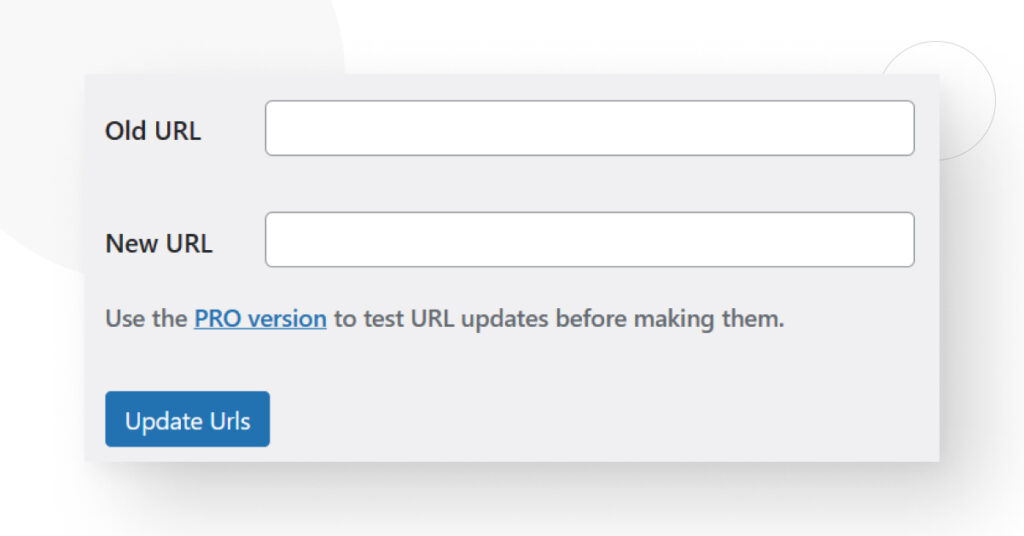 Go Live Update URLs plugin's URL replacement form