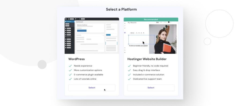 Select a platform for your site