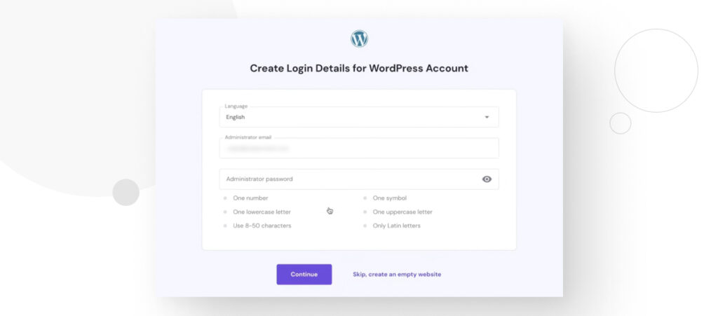 Login details for your WordPress account