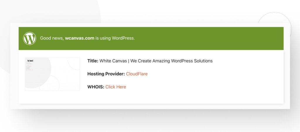 IsItWP successfully detected WordPress as the site's CMS