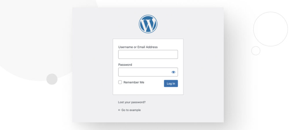 WordPress admin login screen
