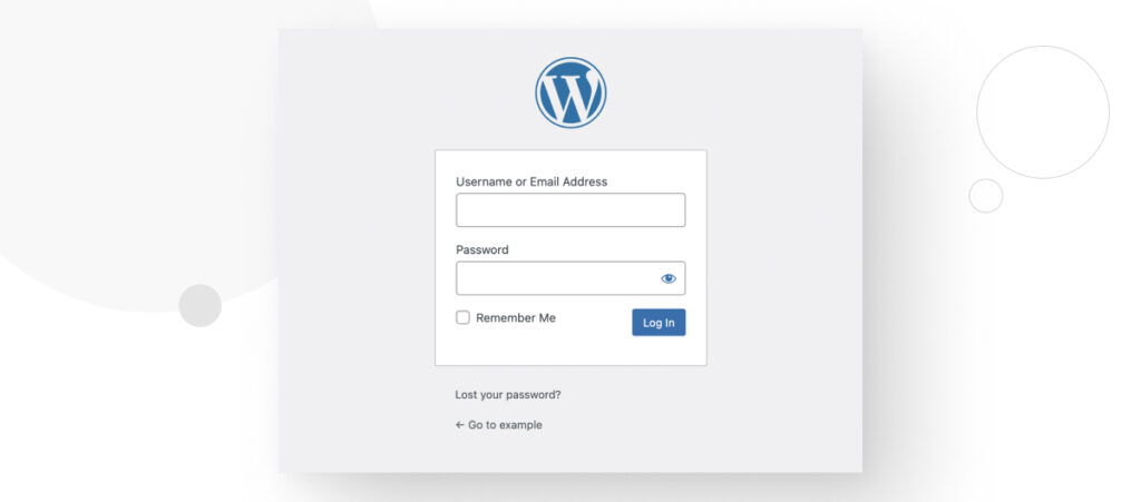 Pantalla de inicio de sesión de WordPress