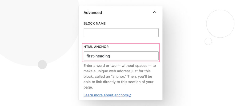 Add a name to the HTML Anchor