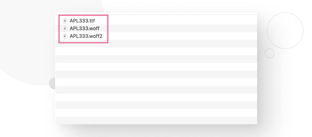 Three font files of different formats in a file manager app