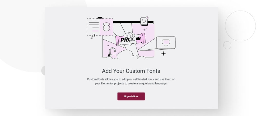 Elementor's "Custom Fonts" feature is only available in the Pro version