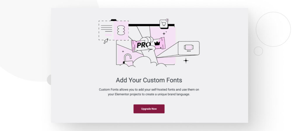 La función "Fuentes Personalizadas" de Elementor solo está disponible en la versión Pro