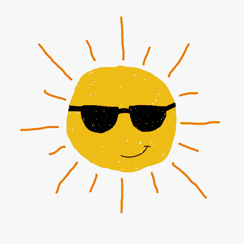 A cartoon sun with sunglasses