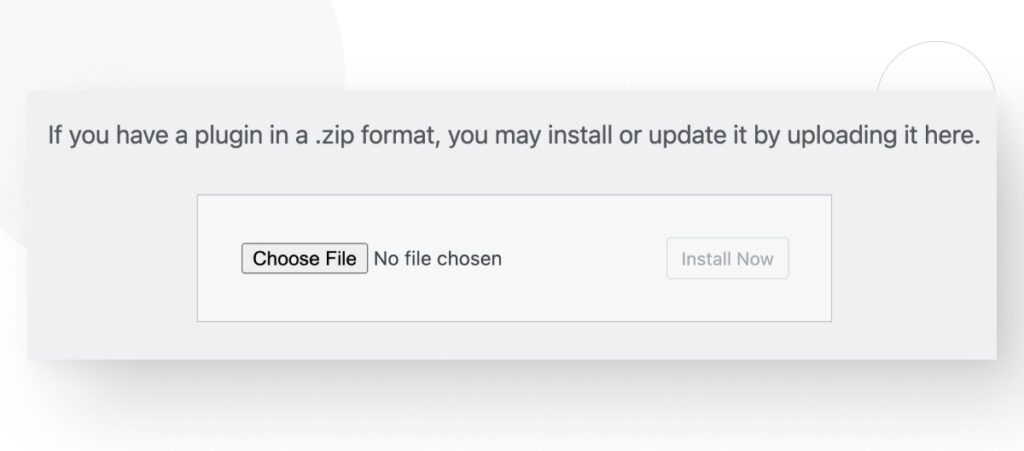 The "Choose File" button that appears when uploading a plugin as a ZIP file