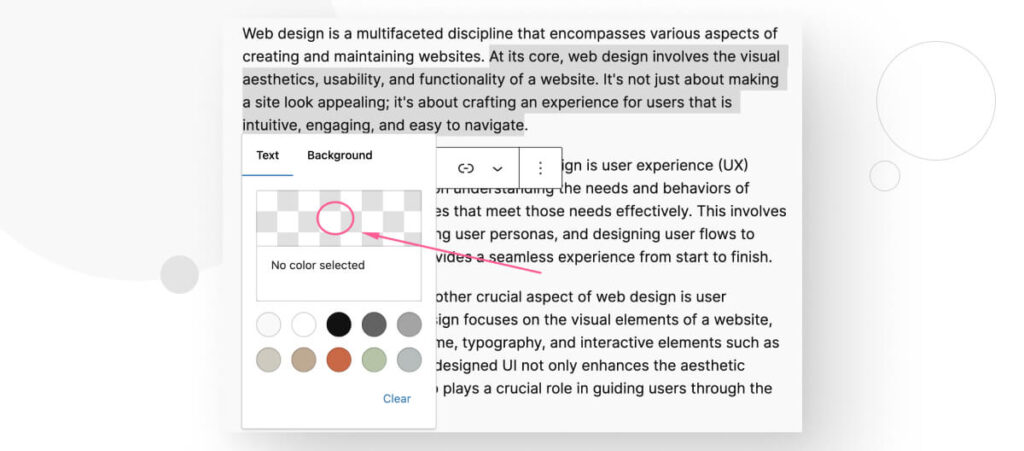 The custom color option in the WordPress editor's Highlight feature