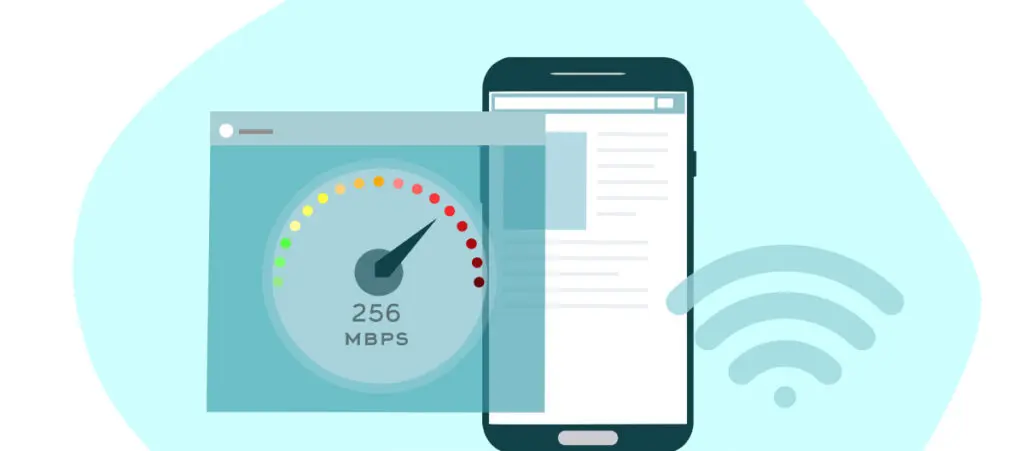 vector illustration of a mobile phone testing its internet speed