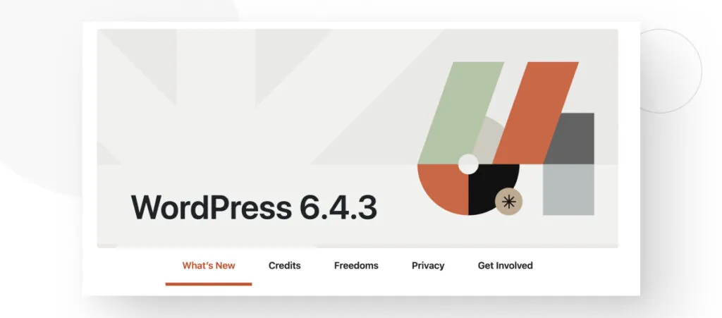 La pantalla Acerca de de WordPress 6.4.3