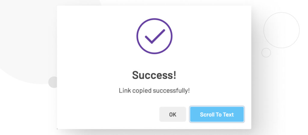 A modal that appears after Link Whisper copies a link to the clipboard