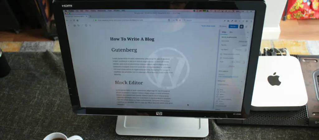 a computer screen displaying WordPress's Gutenberg editor