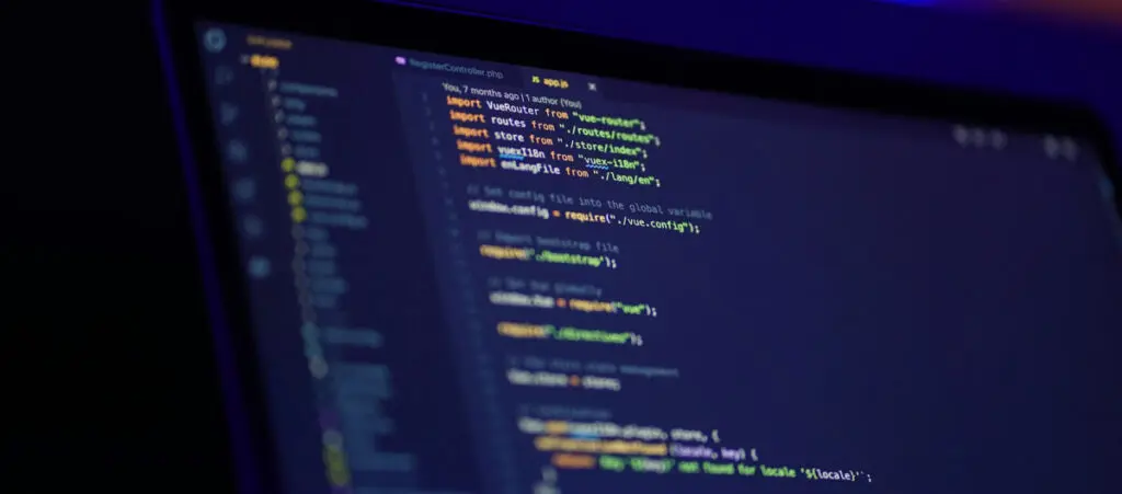 colorful PHP code over a dark blue background