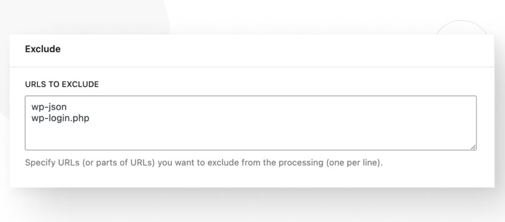 The "Exclude" settings for the Simply Static plugin