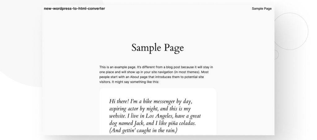 A WordPress sample page