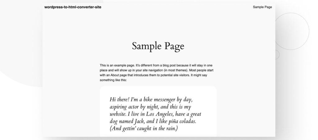 A WordPress sample page