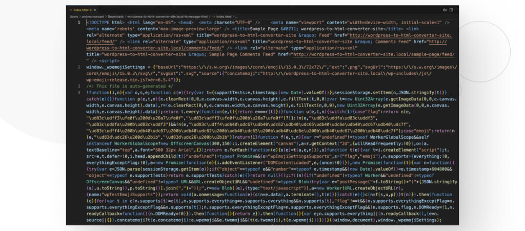 Colorful HTML code over a black background