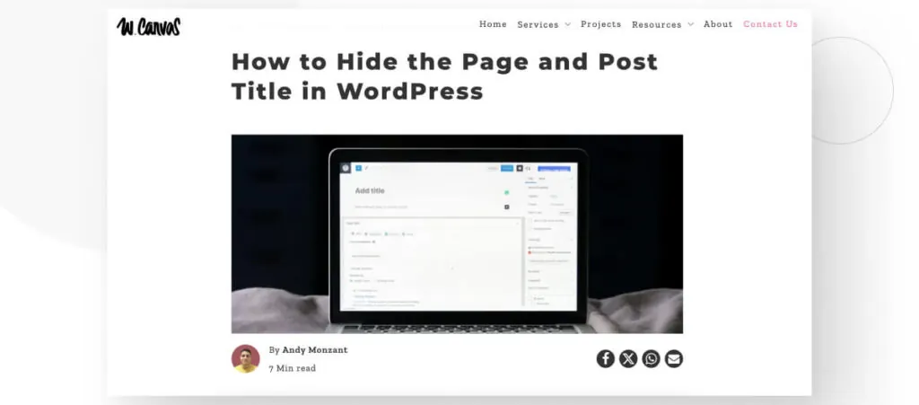 A WordPress post, displaying the title, featured image and other meta data