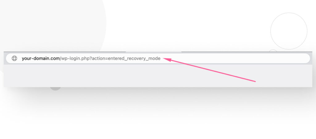 Una URL que lleva a los usuarios de WordPress a entrar en sus sitios en Modo de Recuperación