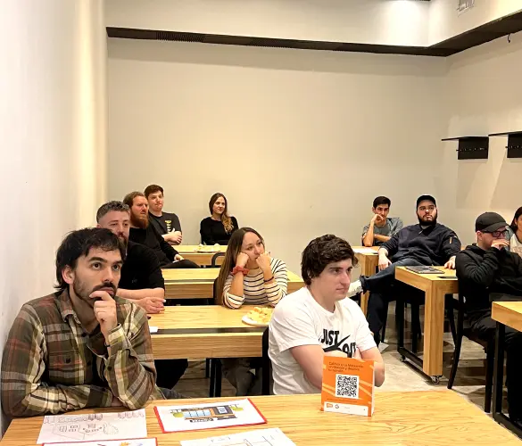 a team of WordPress developers having a meeting in a meeting room