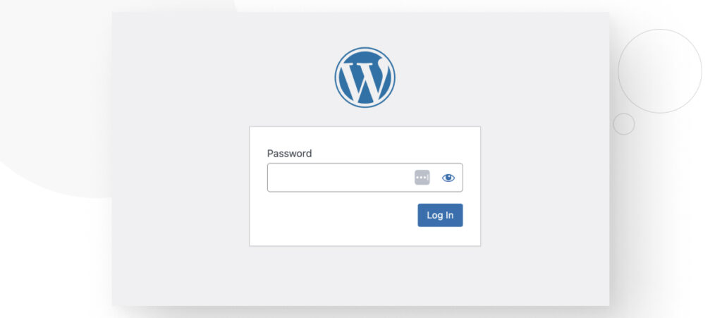 A password-protected WordPress site prompting the user to enter the password to gain access