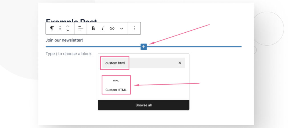 Creating a new Custom HTML block on WordPress's Gutenberg interface