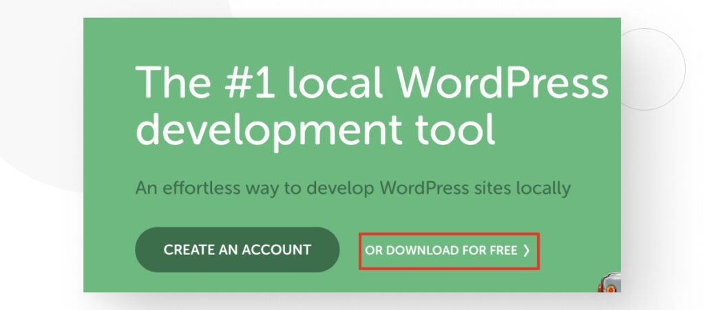 The website for Local, a WordPress development tool for creating sites in local environments