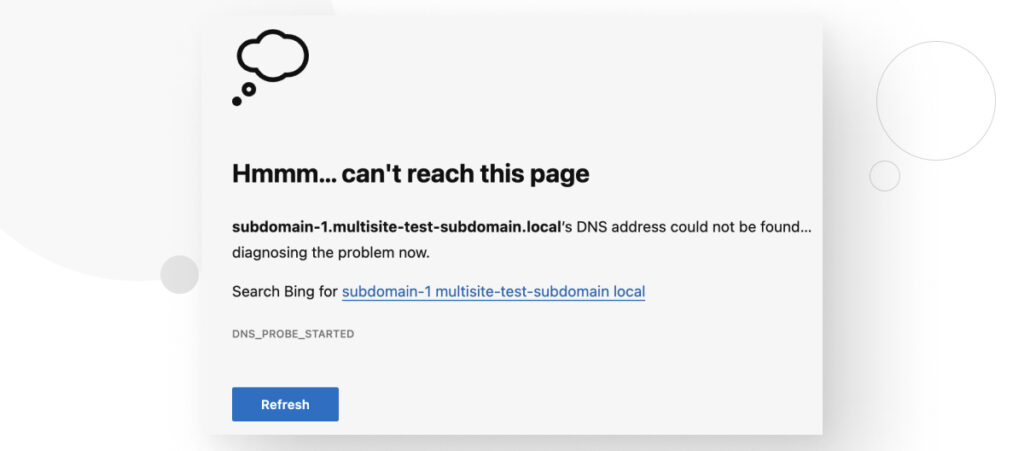 DNS_PROBE_STARTED error screen on a web browser
