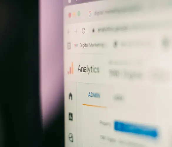 close up of a monitor displaying data from Google Analystics