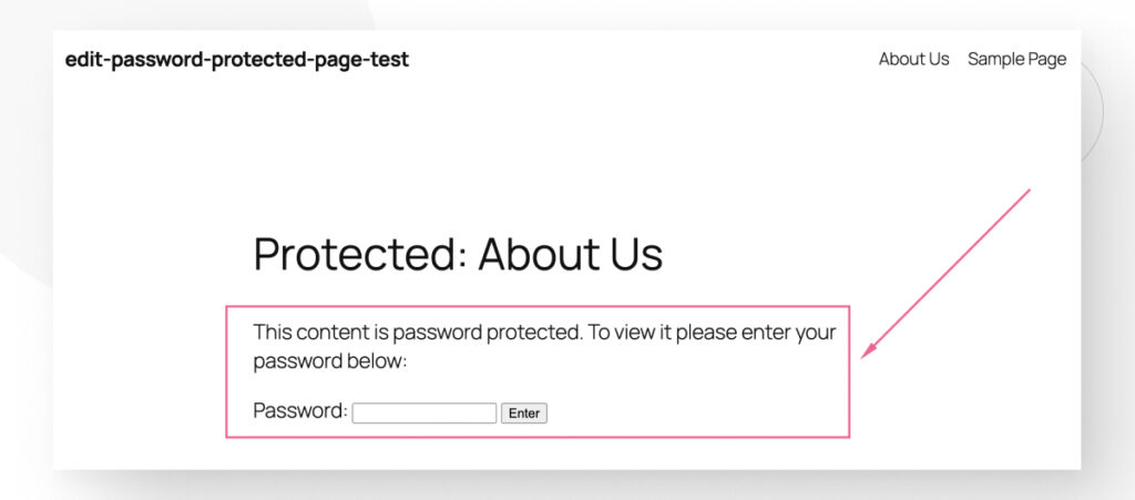 A WordPress password-protected page