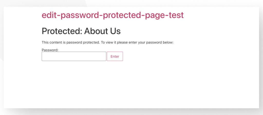 A WordPress password-protected page